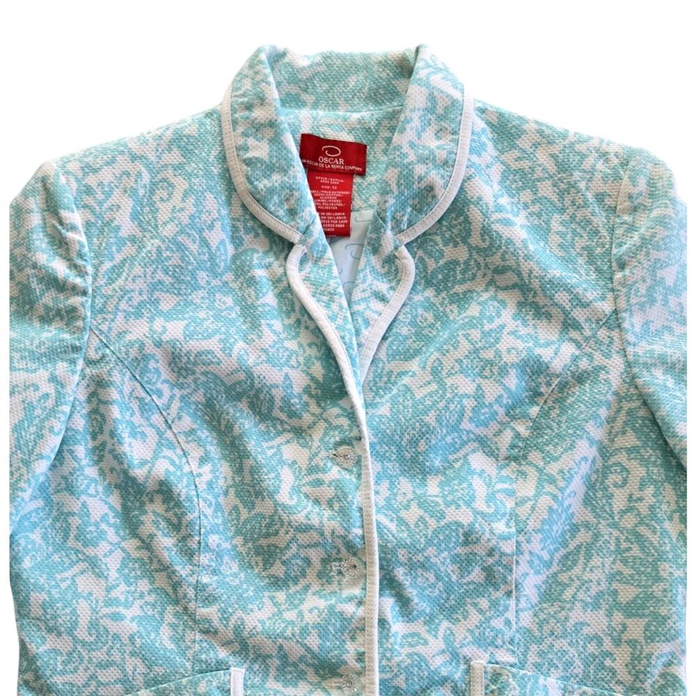 Oscar by Oscar de la Renta Blazer Womens 12 Cotton Floral Classic Preppy Twee - Picture 5 of 13